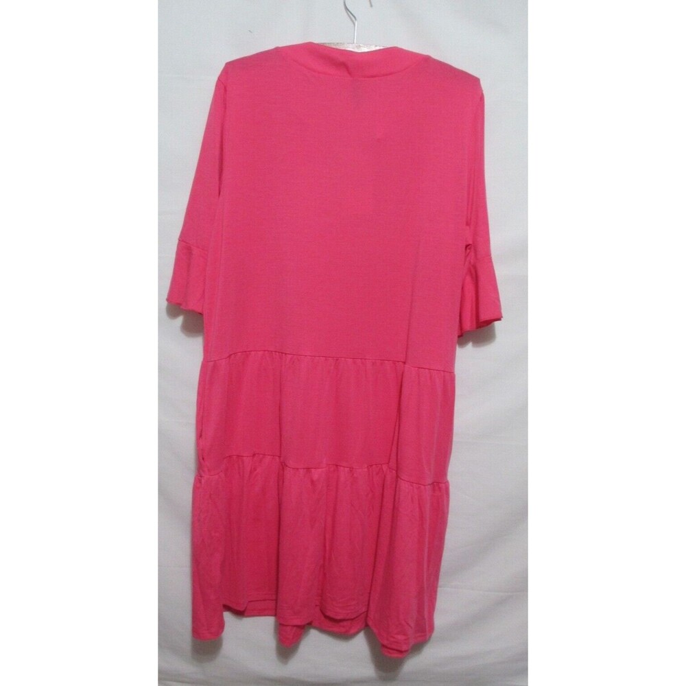 NWT QINCAO Pink Dress Size L Ruffle Sleeve Tiered - Picture 3 of 8